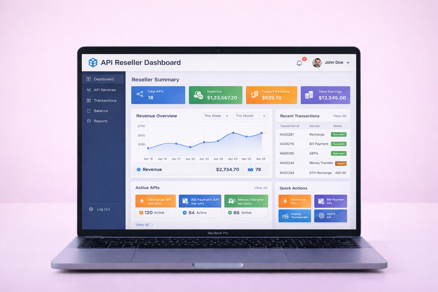 API Reseller Dashboard